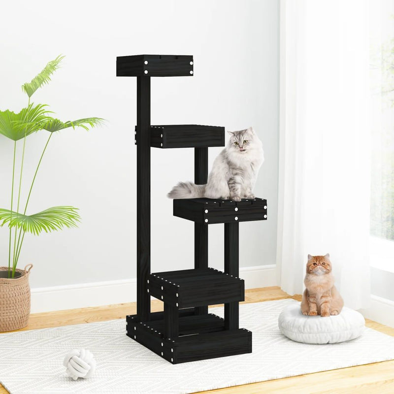vidaXL Cat Tree White 45.5x49x103 cm Solid Wood Pine