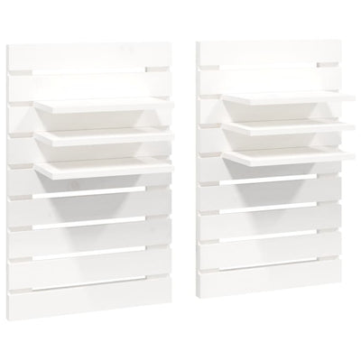 vidaXL Wall-mounted Bedside Shelves 2 pcs Black Solid Wood Pine