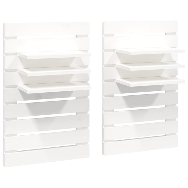 vidaXL Wall-mounted Bedside Shelves 2 pcs Black Solid Wood Pine