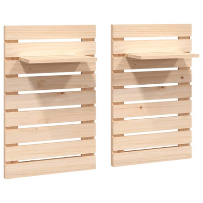 vidaXL Wall-mounted Bedside Shelves 2 pcs Black Solid Wood Pine