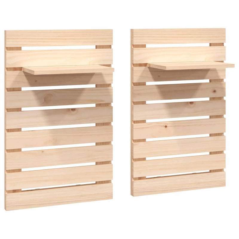 vidaXL Wall-mounted Bedside Shelves 2 pcs Black Solid Wood Pine