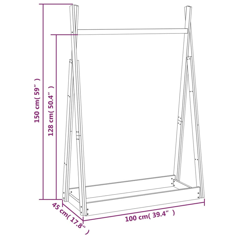 vidaXL Clothes Rack 100x45x150 cm Solid Wood Pine