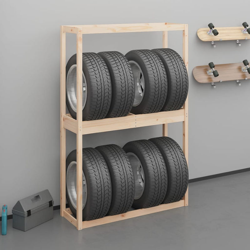 vidaXL Tire Rack Black 120x40x180 cm Solid Wood Pine