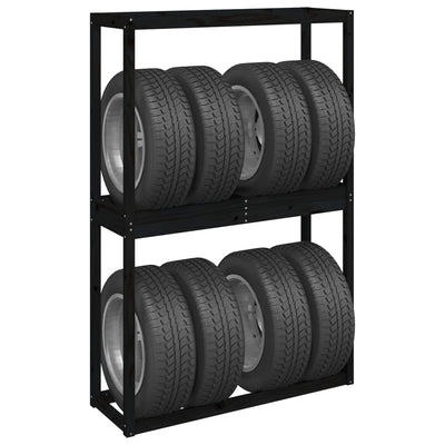 vidaXL Tire Rack Black 120x40x180 cm Solid Wood Pine