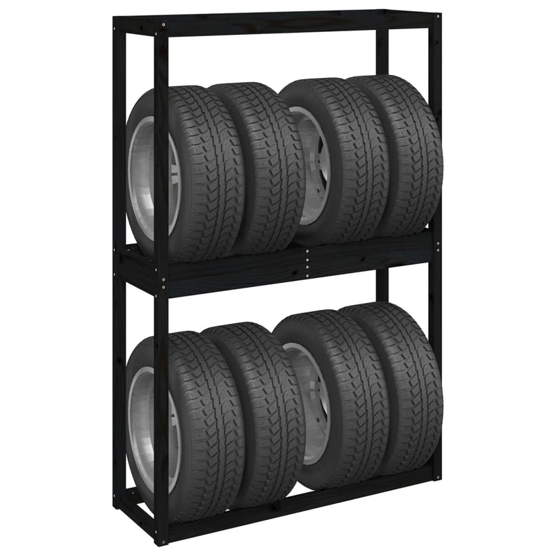 vidaXL Tire Rack Black 120x40x180 cm Solid Wood Pine