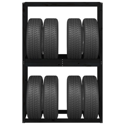 vidaXL Tire Rack Black 120x40x180 cm Solid Wood Pine