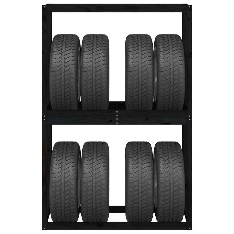 vidaXL Tire Rack Black 120x40x180 cm Solid Wood Pine