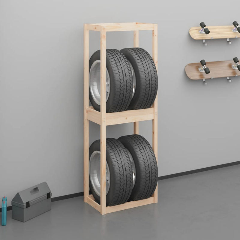 vidaXL Tire Rack 63x40x180 cm Solid Wood Pine