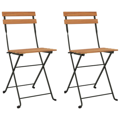 vidaXL Folding Bistro Chairs 4 pcs Solid Wood Teak and Steel