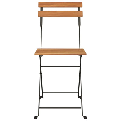 vidaXL Folding Bistro Chairs 4 pcs Solid Wood Teak and Steel