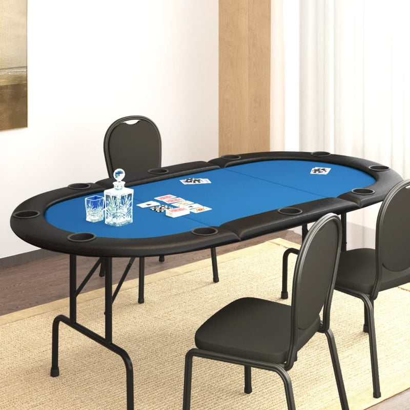 vidaXL 8-Player Folding Poker Table Blue 108x108x75 cm