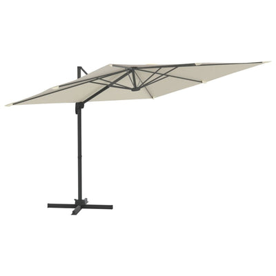 vidaXL LED Cantilever Garden Parasol Sand White 400x300 cm