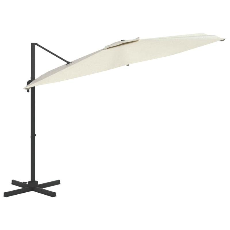 vidaXL LED Cantilever Garden Parasol Sand White 400x300 cm