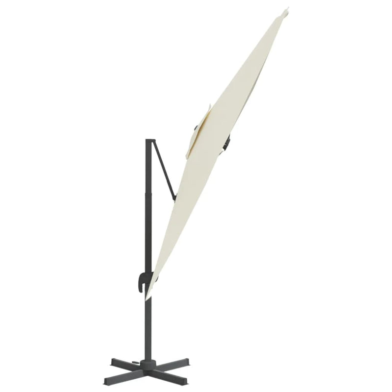 vidaXL LED Cantilever Garden Parasol Sand White 400x300 cm