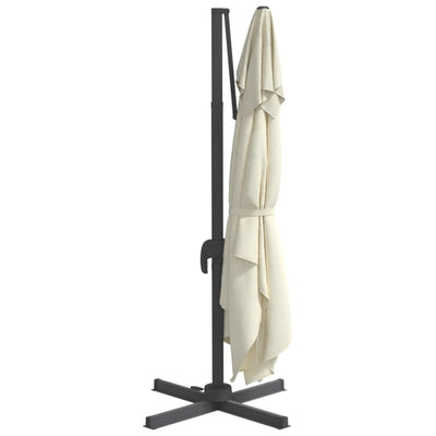 vidaXL LED Cantilever Garden Parasol Sand White 400x300 cm