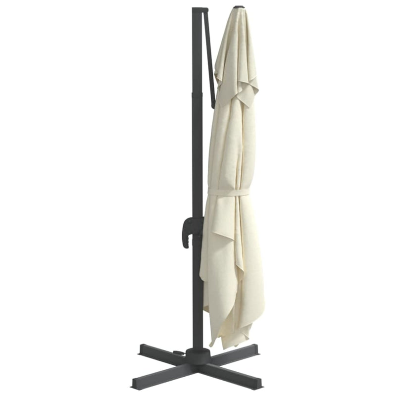 vidaXL LED Cantilever Garden Parasol Sand White 400x300 cm