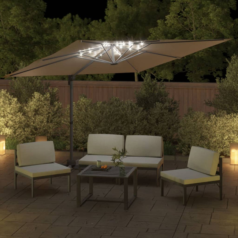 vidaXL LED Cantilever Garden Parasol Anthracite 400x300 cm