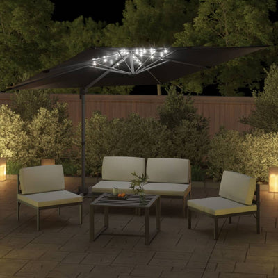 vidaXL LED Cantilever Garden Parasol Anthracite 400x300 cm