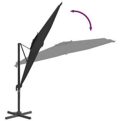 vidaXL LED Cantilever Garden Parasol Anthracite 400x300 cm