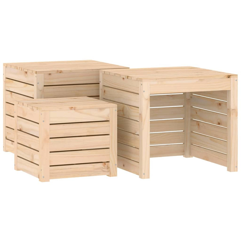 vidaXL 3 Piece Garden Box Set Black Solid Wood Pine