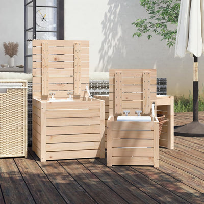 vidaXL 3 Piece Garden Box Set Black Solid Wood Pine