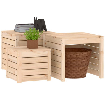 vidaXL 3 Piece Garden Box Set Black Solid Wood Pine
