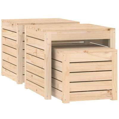 vidaXL 3 Piece Garden Box Set Black Solid Wood Pine