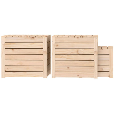 vidaXL 3 Piece Garden Box Set Black Solid Wood Pine
