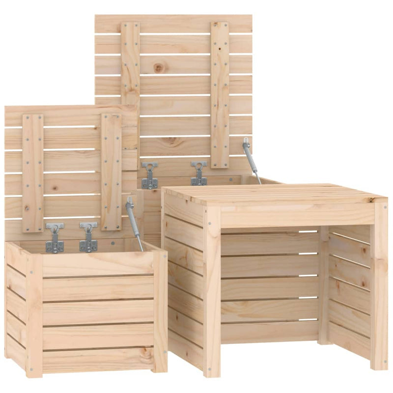 vidaXL 3 Piece Garden Box Set Black Solid Wood Pine