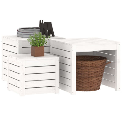 vidaXL 3 Piece Garden Box Set Black Solid Wood Pine