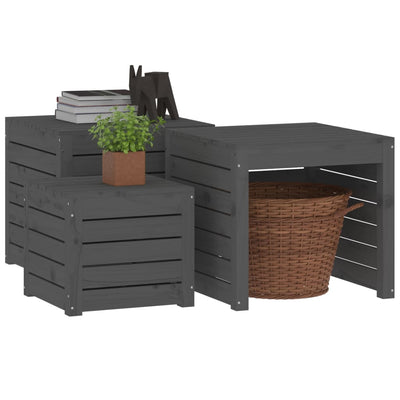 vidaXL 3 Piece Garden Box Set Black Solid Wood Pine