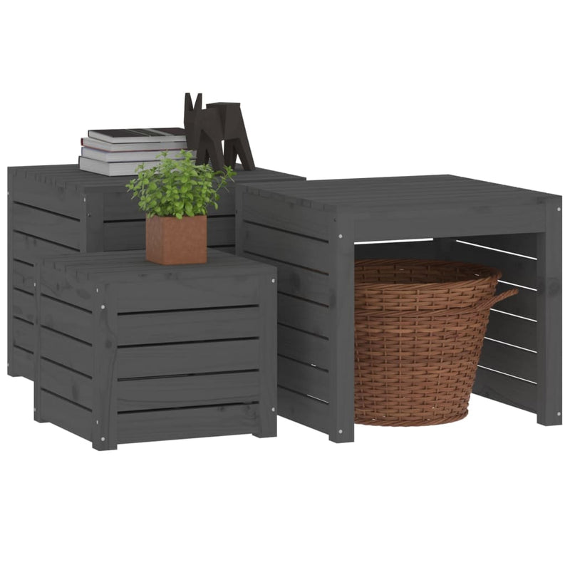 vidaXL 3 Piece Garden Box Set Black Solid Wood Pine
