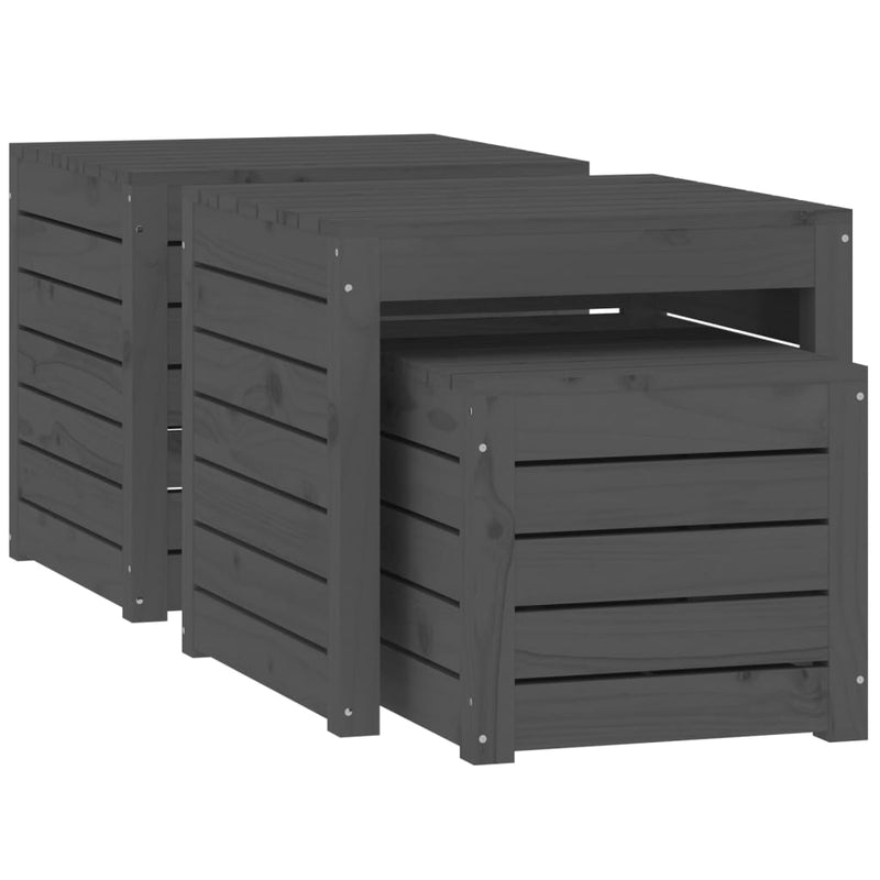 vidaXL 3 Piece Garden Box Set Black Solid Wood Pine