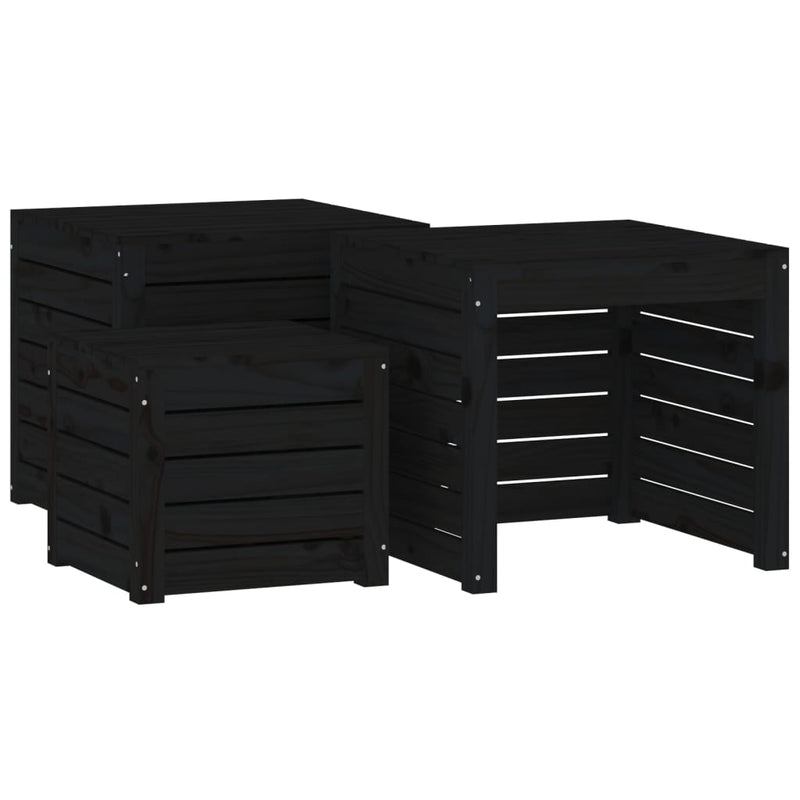vidaXL 3 Piece Garden Box Set Black Solid Wood Pine