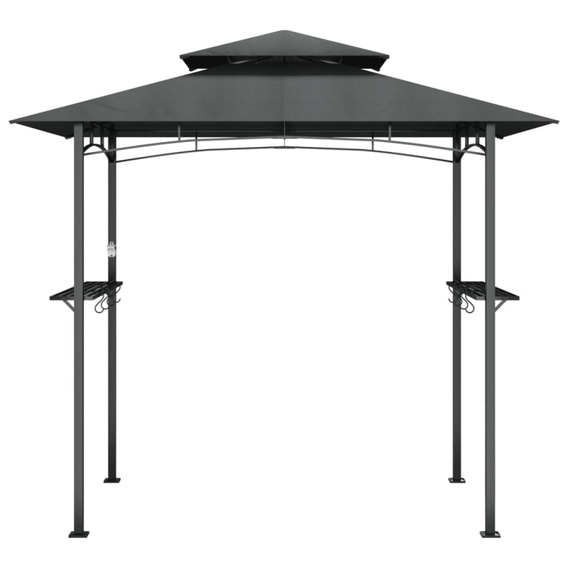 vidaXL BBQ Gazebo with Side Shelves Anthracite 240x150x243 cm Steel