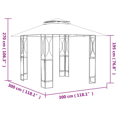 vidaXL Gazebo with Roof Anthracite 300x300x270 cm Steel