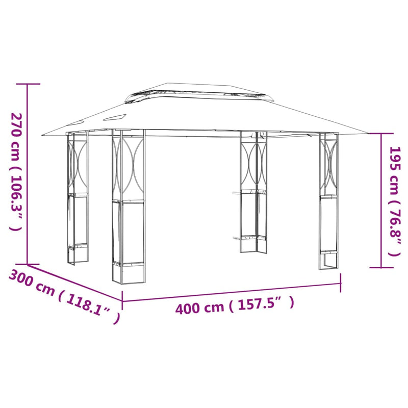 vidaXL Gazebo with Roof Anthracite 300x300x270 cm Steel
