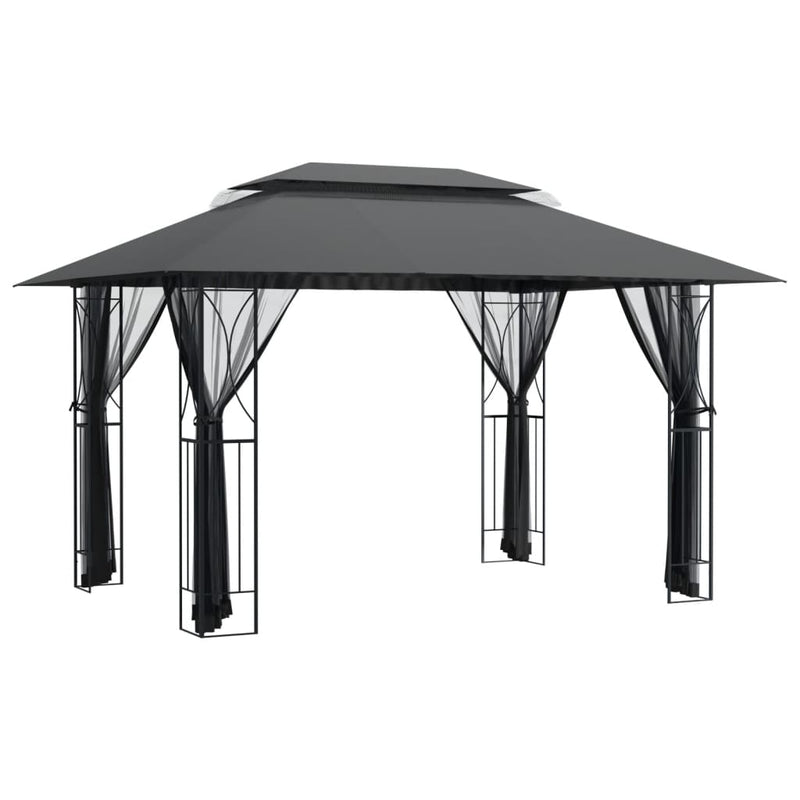 vidaXL Gazebo with Sidewalls Anthracite 300x300x270 cm Steel