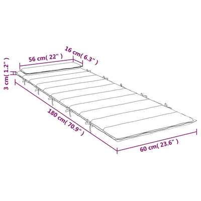 vidaXL Sun Lounger Cushion Anthracite 180x60x4 cm Oxford Fabric