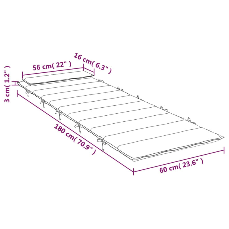 vidaXL Sun Lounger Cushion Anthracite 180x60x4 cm Oxford Fabric