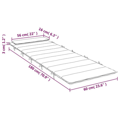 vidaXL Sun Lounger Cushion Anthracite 180x60x4 cm Oxford Fabric