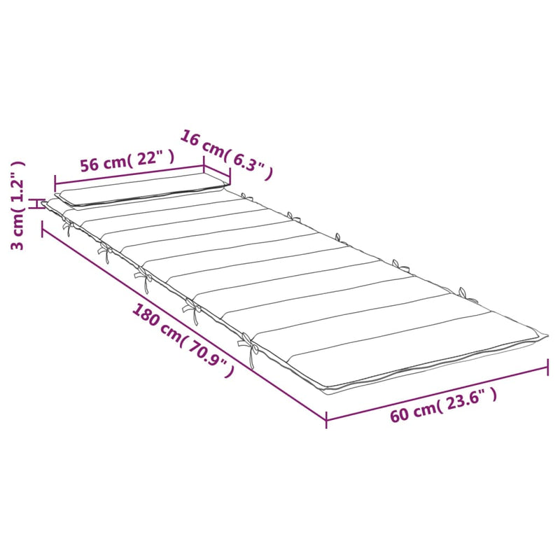 vidaXL Sun Lounger Cushion Anthracite 180x60x4 cm Oxford Fabric