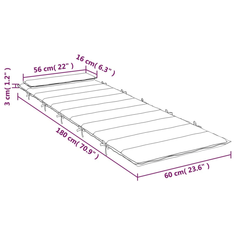 vidaXL Sun Lounger Cushion Anthracite 180x60x4 cm Oxford Fabric