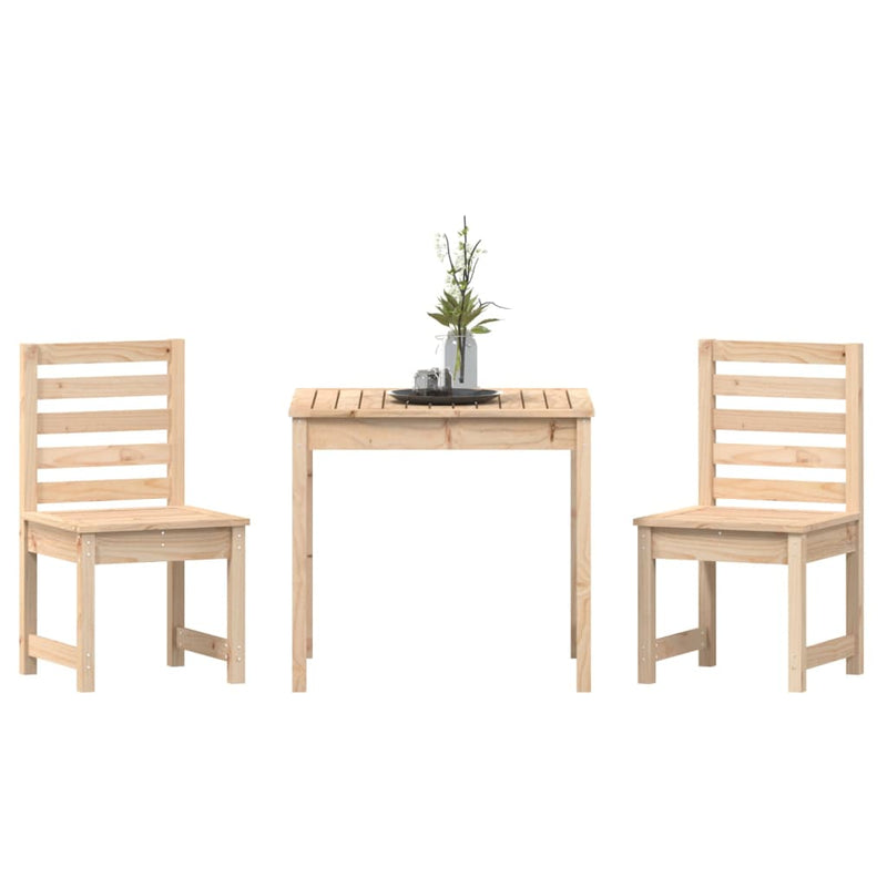 vidaXL 3 Piece Garden Bistro Set Black Solid Wood Pine