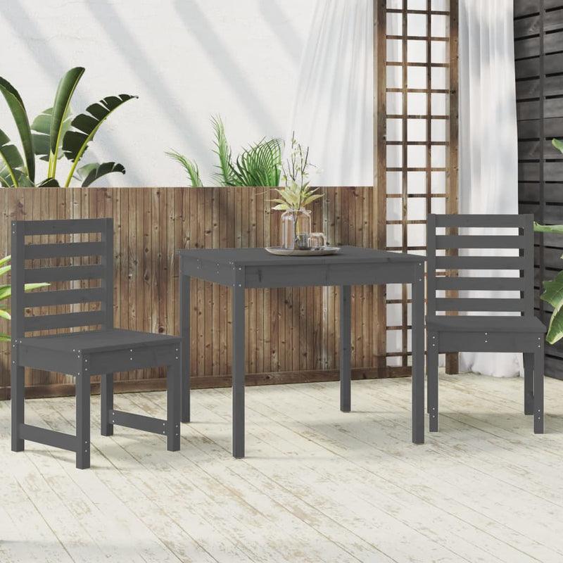 vidaXL 3 Piece Garden Bistro Set Black Solid Wood Pine