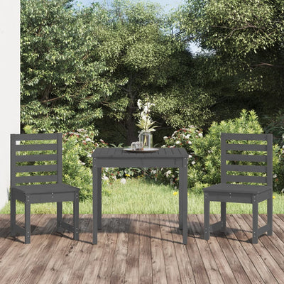 vidaXL 3 Piece Garden Bistro Set Black Solid Wood Pine