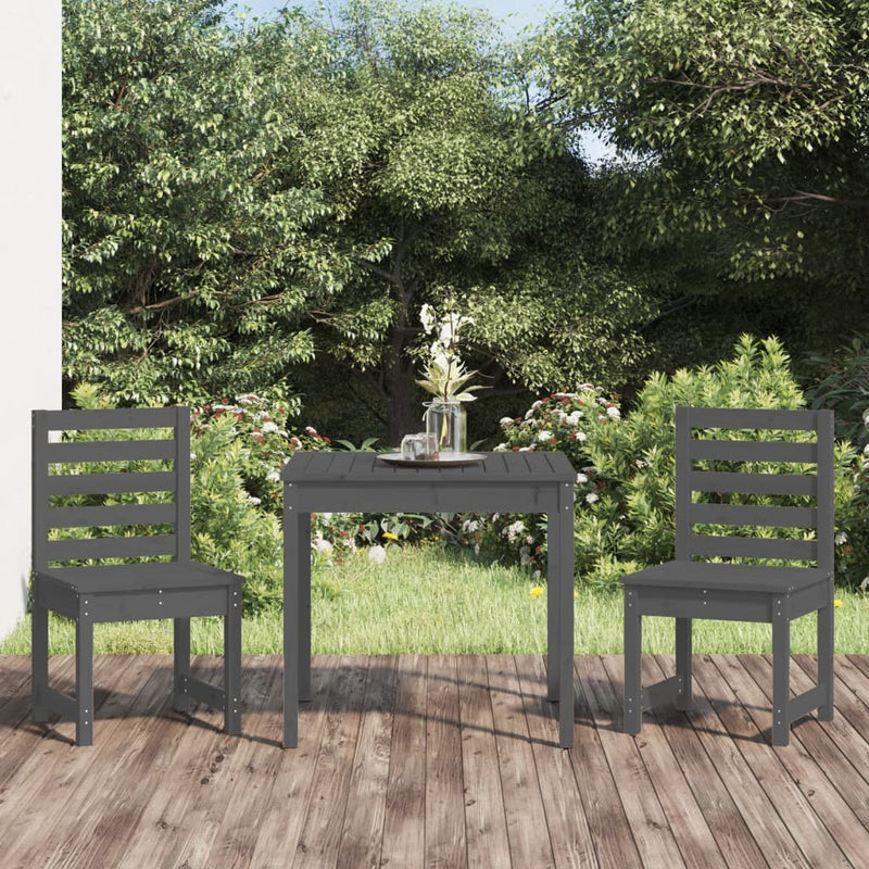 vidaXL 3 Piece Garden Bistro Set Black Solid Wood Pine