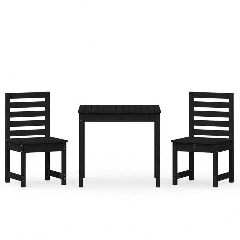 vidaXL 3 Piece Garden Bistro Set Black Solid Wood Pine