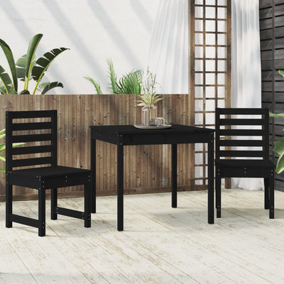 vidaXL 3 Piece Garden Bistro Set Black Solid Wood Pine