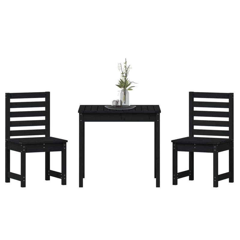 vidaXL 3 Piece Garden Bistro Set Black Solid Wood Pine